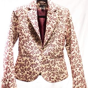Cream and plum embroidered blazer.